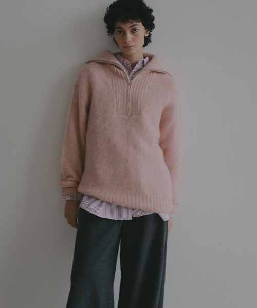 セール】ハーフジップアルパカニットプルオーバー（ニット/セーター