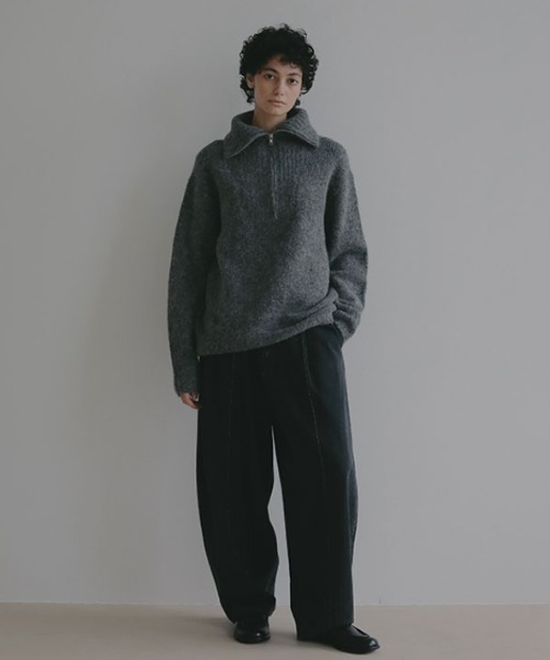 セール】ハーフジップアルパカニットプルオーバー（ニット/セーター