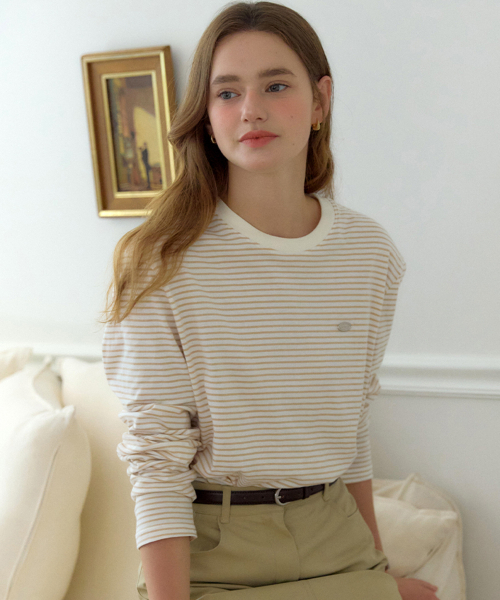 OURHOPE（アワーホープ）の「ストライプスリーブTシャツ - ベージュ（Tシャツ/カットソー・レディース・Beige・FREE）」の3枚目の写真
