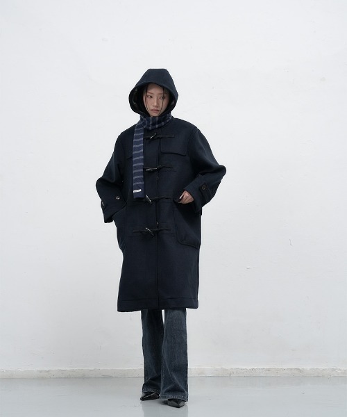 GENERAL IDEA（ジェネラルアイデア）の「【GENERAL IDEA】ウールブレンドダッフルロングコート / WOOL BLEND DUFFEL LONG COAT（ダッフルコート・レディース・ネイビー/モカ・L/M/S）」の13枚目の写真