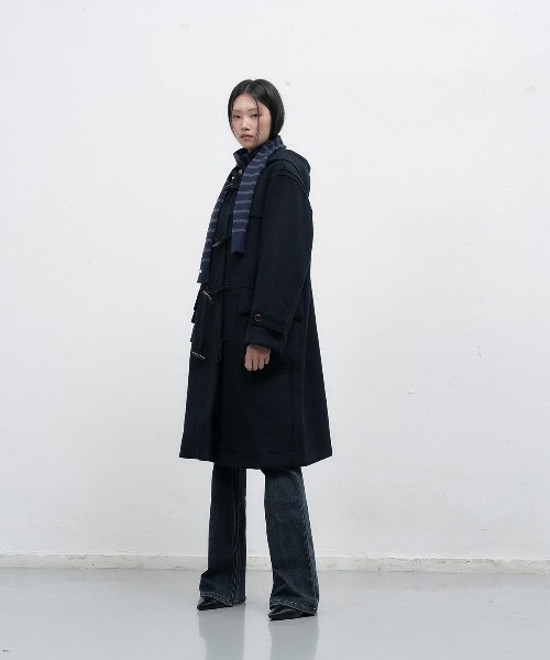 GENERAL IDEA（ジェネラルアイデア）の「【GENERAL IDEA】ウールブレンドダッフルロングコート / WOOL BLEND DUFFEL LONG COAT（ダッフルコート・レディース・ネイビー/モカ・L/M/S）」の12枚目の写真