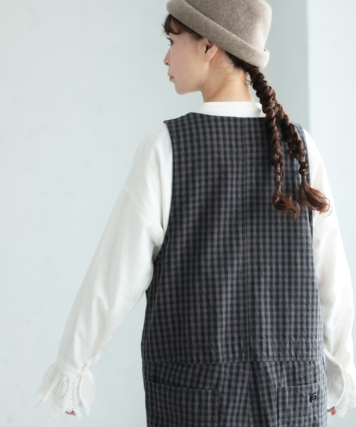 soulberry（ソウルベリー）の「ギンガムチェックのサロペット（サロペット/オーバーオール・レディース・チャコール・M/L/LL/3L/4L/5L）」の2枚目の写真