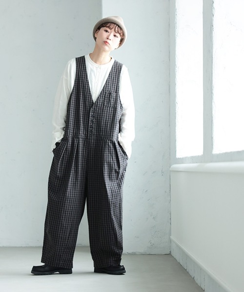 soulberry（ソウルベリー）の「ギンガムチェックのサロペット（サロペット/オーバーオール・レディース・チャコール・M/L/LL/3L/4L/5L）」の19枚目の写真