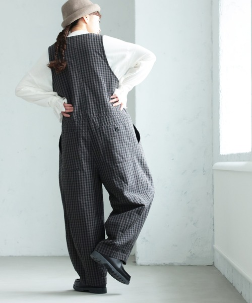 soulberry（ソウルベリー）の「ギンガムチェックのサロペット（サロペット/オーバーオール・レディース・チャコール・M/L/LL/3L/4L/5L）」の18枚目の写真