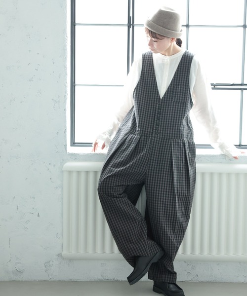 soulberry（ソウルベリー）の「ギンガムチェックのサロペット（サロペット/オーバーオール・レディース・チャコール・M/L/LL/3L/4L/5L）」の17枚目の写真