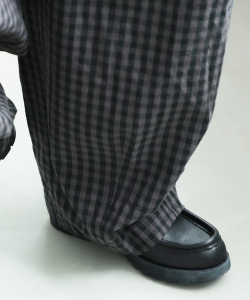 soulberry（ソウルベリー）の「ギンガムチェックのサロペット（サロペット/オーバーオール・レディース・チャコール・M/L/LL/3L/4L/5L）」の12枚目の写真