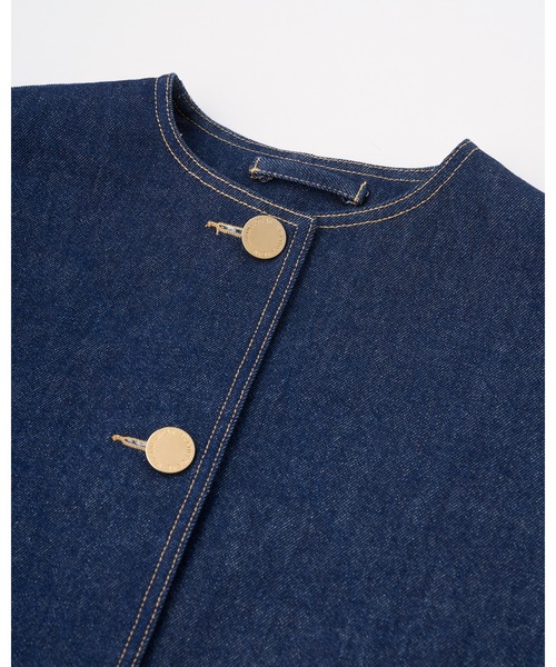 Traditional Weatherwear(トラディショナルウェザーウェア)の「MALTON N/C SHORT DENIM(ステンカラーコート・レディース・ワンウォッシュ・34/32/30)」の2枚目の写真