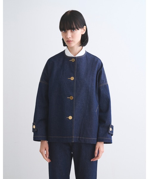 Traditional Weatherwear(トラディショナルウェザーウェア)の「MALTON N/C SHORT DENIM(ステンカラーコート・レディース・ワンウォッシュ・34/32/30)」の3枚目の写真