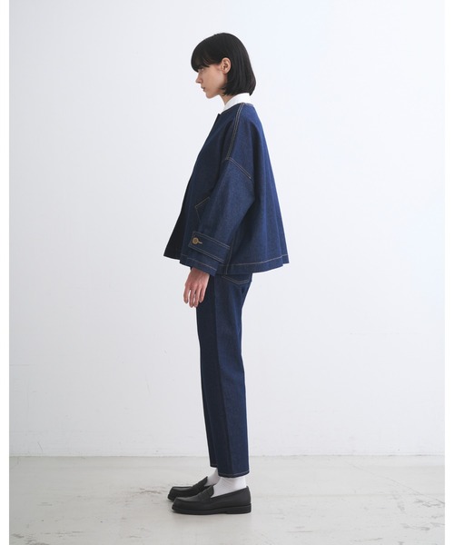 Traditional Weatherwear(トラディショナルウェザーウェア)の「MALTON N/C SHORT DENIM(ステンカラーコート・レディース・ワンウォッシュ・34/32/30)」の4枚目の写真