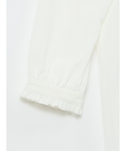 m.f.editorial（エムエフエディトリアル）の「【ストレッチ イージーケア UVカット】バンドカラーフリル 長袖ブラウス（シャツ/ブラウス・レディース・ライトグレー/アイボリー・MEDIUM/LARGE）」の7枚目の写真