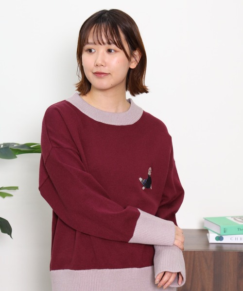 Emago(イマゴ)の「EMAGO あざらし刺繍プルオーバー(ニット/セーター・レディース・グリーン/レッド/杢グレー・FREE)」の18枚目の写真