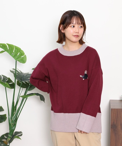 Emago(イマゴ)の「EMAGO あざらし刺繍プルオーバー(ニット/セーター・レディース・グリーン/レッド/杢グレー・FREE)」の19枚目の写真