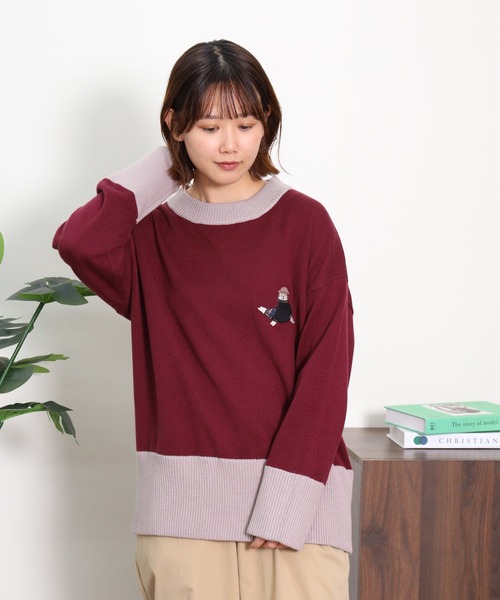 Emago(イマゴ)の「EMAGO あざらし刺繍プルオーバー(ニット/セーター・レディース・グリーン/レッド/杢グレー・FREE)」の20枚目の写真