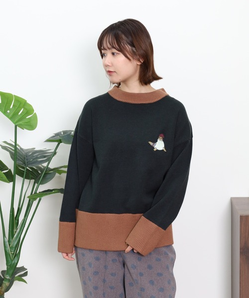 Emago(イマゴ)の「EMAGO あざらし刺繍プルオーバー(ニット/セーター・レディース・グリーン/レッド/杢グレー・FREE)」の14枚目の写真