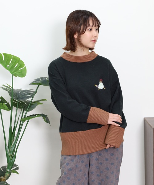 Emago(イマゴ)の「EMAGO あざらし刺繍プルオーバー(ニット/セーター・レディース・グリーン/レッド/杢グレー・FREE)」の15枚目の写真