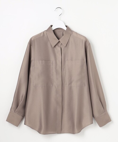 自由区(ジユウク)の「シャイニーオーガンジーシアー シャツ(シャツ/ブラウス・レディース・カーキ系/ブラック系・46/44)」の11枚目の写真