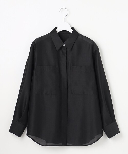 自由区(ジユウク)の「シャイニーオーガンジーシアー シャツ(シャツ/ブラウス・レディース・カーキ系/ブラック系・46/44)」の3枚目の写真