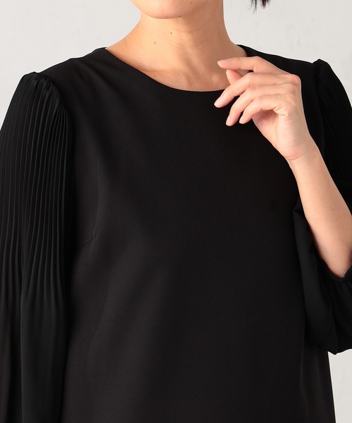 GALLORIA（ギャローリア）の「【洗濯機で洗える】袖プリーツワンピース（ワンピース・レディース・ネイビー/ブラック・L/LL/M/S）」の5枚目の写真