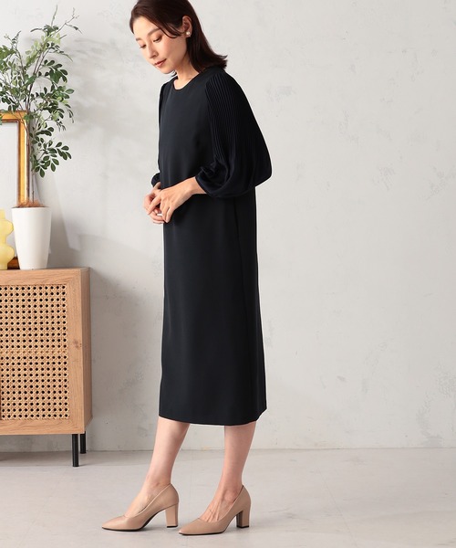 GALLORIA（ギャローリア）の「【洗濯機で洗える】袖プリーツワンピース（ワンピース・レディース・ネイビー/ブラック・L/LL/M/S）」の7枚目の写真