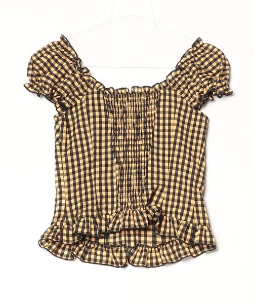 DOUBLE STANDARD CLOTHING(ダブルスタンダードクロージング)の「ギンガムチェック シャーリングオフショルトップス(シャツ/ブラウス・レディース・オレンジ・36/38)」の12枚目の写真