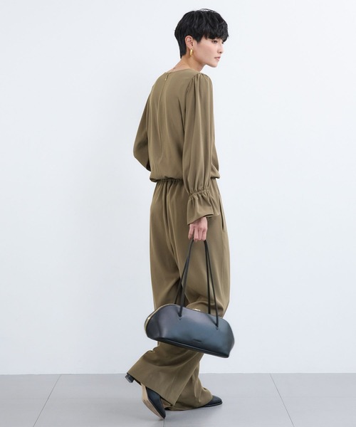 BARNYARDSTORM(バンヤードストーム)の「BARNYARDSTORM / ダブルクロスジャンプスーツ / マシンウォッシャブル(つなぎ/オールインワン・レディース・カーキ/ブラック・M/S)」の6枚目の写真