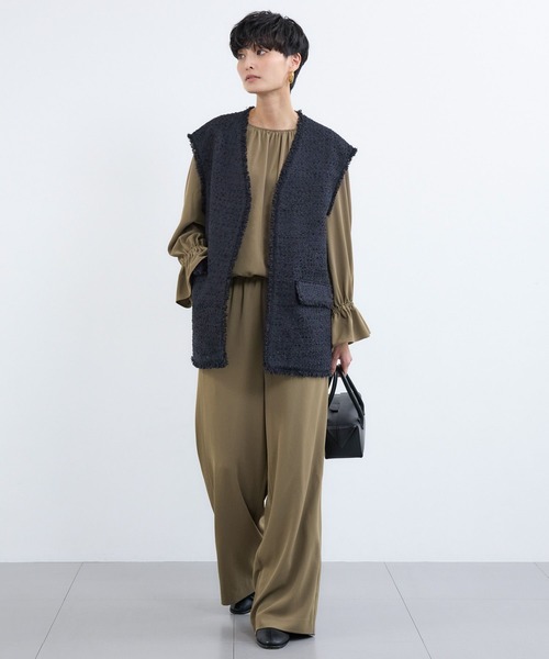 BARNYARDSTORM(バンヤードストーム)の「BARNYARDSTORM / ダブルクロスジャンプスーツ / マシンウォッシャブル(つなぎ/オールインワン・レディース・カーキ/ブラック・M/S)」の11枚目の写真