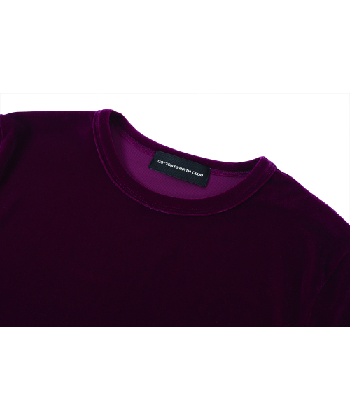 COTTONREBIRTHCLUB(コットンリバースクラブ)の「ベルベットピンコートTシャツ(ワイン)(Tシャツ/カットソー・レディース・ワイン・ONESIZE)」の2枚目の写真