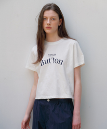 BUT'TON（ボッタン）の「Logo Crop T-Shirts (Ivory)（Tシャツ/カットソー）」