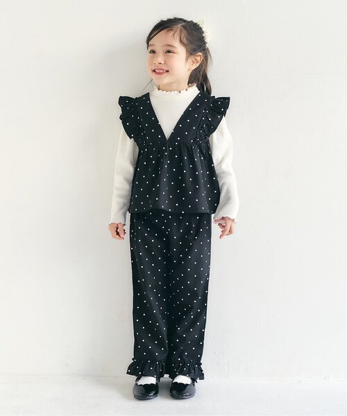 apres les cours（アプレレクール）の「【セットアップ】リボンフリルベスト&フリルパンツ2Pセット（セットアップ・キッズ・ドット/インディゴブルー・140/130/120/110/100/90/80）」の8枚目の写真