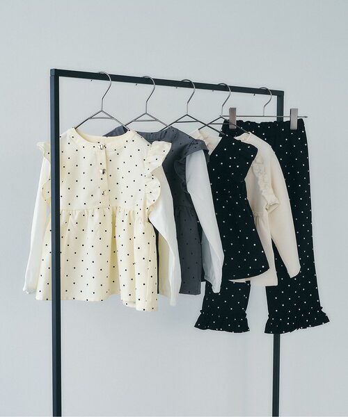 apres les cours（アプレレクール）の「【セットアップ】リボンフリルベスト&フリルパンツ2Pセット（セットアップ・キッズ・ドット/インディゴブルー・140/130/120/110/100/90/80）」の10枚目の写真