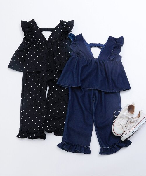 apres les cours（アプレレクール）の「【セットアップ】リボンフリルベスト&フリルパンツ2Pセット（セットアップ・キッズ・ドット/インディゴブルー・140/130/120/110/100/90/80）」の11枚目の写真