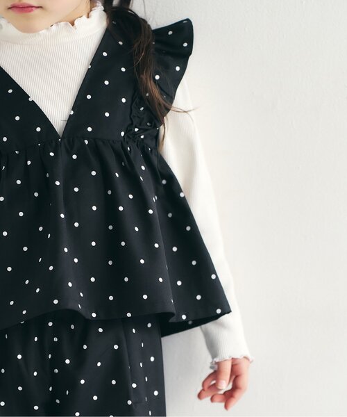 apres les cours（アプレレクール）の「【セットアップ】リボンフリルベスト&フリルパンツ2Pセット（セットアップ・キッズ・ドット/インディゴブルー・140/130/120/110/100/90/80）」の16枚目の写真