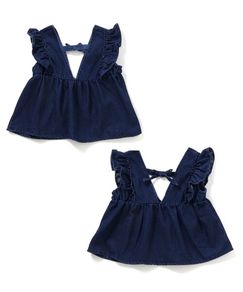apres les cours（アプレレクール）の「【セットアップ】リボンフリルベスト&フリルパンツ2Pセット（セットアップ・キッズ・ドット/インディゴブルー・140/130/120/110/100/90/80）」の19枚目の写真