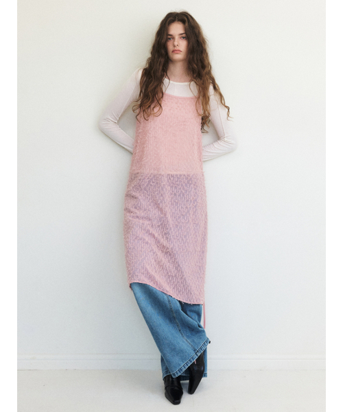 ETMON(エトモン)の「Fringe Lace Slip Dress, Pink(ワンピース・レディース・その他・FREE)」の4枚目の写真