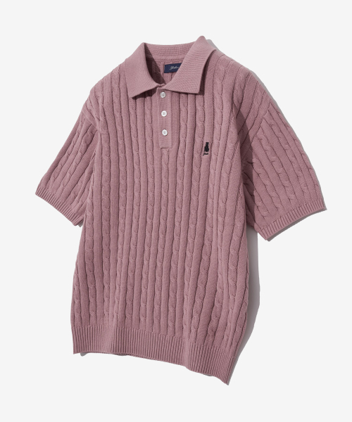 YALE(イェール)の「ヘリテージ ダン 半袖ポロニット ヴィンテージピンク(Tシャツ/カットソー・レディース・その他・S/M/L)」の1枚目の写真