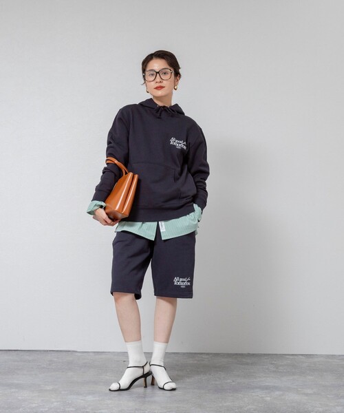 MAQWEL(マクウェル)の「【MAQWEL/マクウェル】《セットアップ対応》ウォッシャブルAgfT HALF-PANTS(スウェットパンツ・レディース・ネイビー/グレー・FREE)」の3枚目の写真