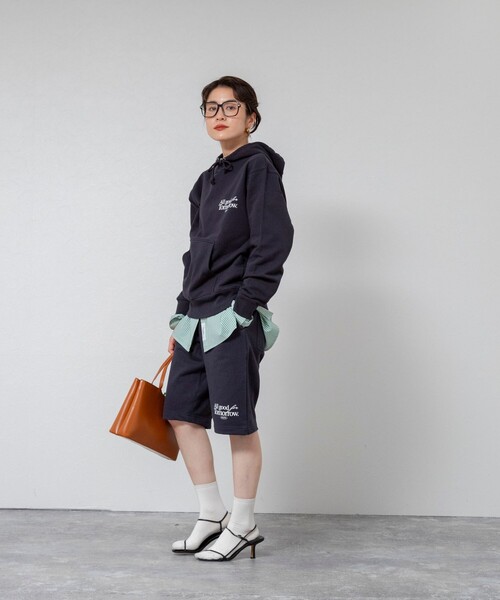 MAQWEL(マクウェル)の「【MAQWEL/マクウェル】《セットアップ対応》ウォッシャブルAgfT HALF-PANTS(スウェットパンツ・レディース・ネイビー/グレー・FREE)」の5枚目の写真