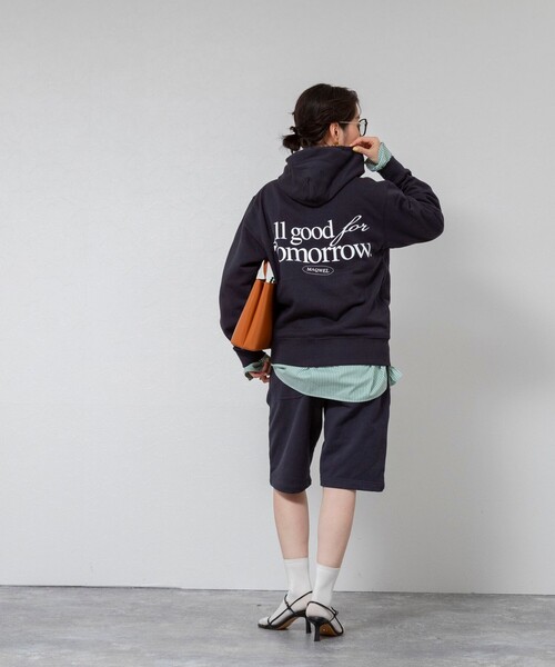 MAQWEL(マクウェル)の「【MAQWEL/マクウェル】《セットアップ対応》ウォッシャブルAgfT HALF-PANTS(スウェットパンツ・レディース・ネイビー/グレー・FREE)」の8枚目の写真