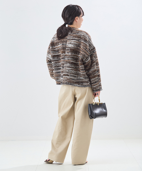 journal standard L'essage（ジャーナルスタンダードレサージュ）の「【一部店舗＆WEB限定】GIOLICATWEED ドルマンジャケット 2（ノーカラージャケット・レディース・ブルー系その他/モカ・FREE）」の4枚目の写真