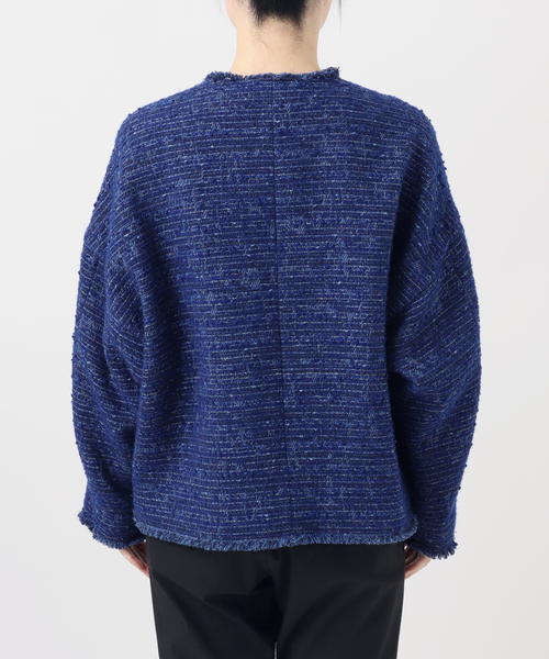 journal standard L'essage（ジャーナルスタンダードレサージュ）の「【一部店舗＆WEB限定】GIOLICATWEED ドルマンジャケット 2（ノーカラージャケット・レディース・ブルー系その他/モカ・FREE）」の18枚目の写真