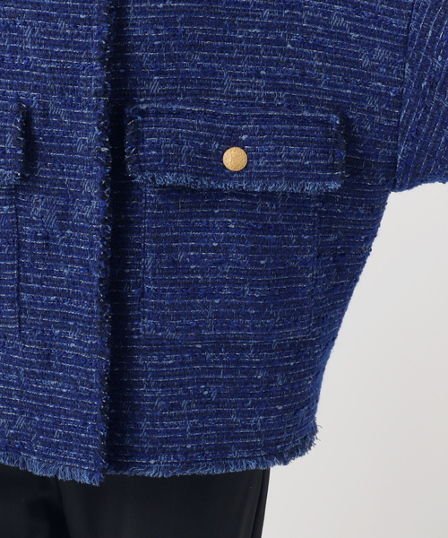 journal standard L'essage（ジャーナルスタンダードレサージュ）の「【一部店舗＆WEB限定】GIOLICATWEED ドルマンジャケット 2（ノーカラージャケット・レディース・ブルー系その他/モカ・FREE）」の22枚目の写真