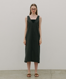 Two-Way Wrap Sleeveless Long Linen Dress Charcoal