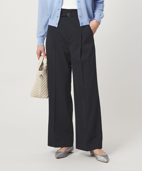 green label relaxing（グリーンレーベルリラクシング）の「［size SHORT/TALLあり］サラフール ワイド パンツ ストレッチ 接触冷感 UVカット（スラックス・レディース・ブラック/ベージュ/ネイビー・SHORT/34/36/38/40/42/44/46/TALL）」の3枚目の写真