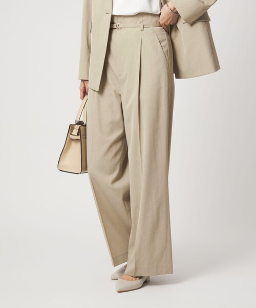 green label relaxing（グリーンレーベルリラクシング）の「［size SHORT/TALLあり］サラフール ワイド パンツ ストレッチ 接触冷感 UVカット（スラックス・レディース・ブラック/ベージュ/ネイビー・SHORT/34/36/38/40/42/44/46/TALL）」の4枚目の写真