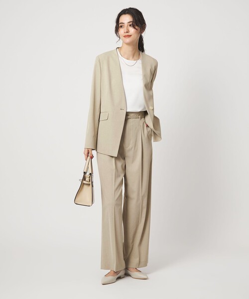 green label relaxing（グリーンレーベルリラクシング）の「［size SHORT/TALLあり］サラフール ワイド パンツ ストレッチ 接触冷感 UVカット（スラックス・レディース・ブラック/ベージュ/ネイビー・SHORT/34/36/38/40/42/44/46/TALL）」の5枚目の写真