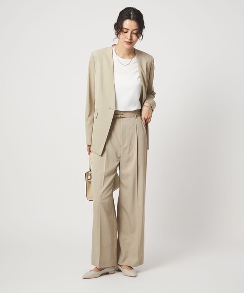 green label relaxing（グリーンレーベルリラクシング）の「［size SHORT/TALLあり］サラフール ワイド パンツ ストレッチ 接触冷感 UVカット（スラックス・レディース・ブラック/ベージュ/ネイビー・SHORT/34/36/38/40/42/44/46/TALL）」の6枚目の写真