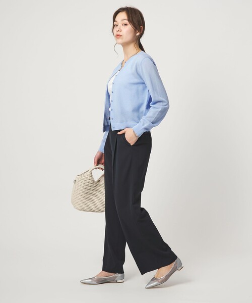 green label relaxing（グリーンレーベルリラクシング）の「［size SHORT/TALLあり］サラフール ワイド パンツ ストレッチ 接触冷感 UVカット（スラックス・レディース・ブラック/ベージュ/ネイビー・SHORT/34/36/38/40/42/44/46/TALL）」の13枚目の写真