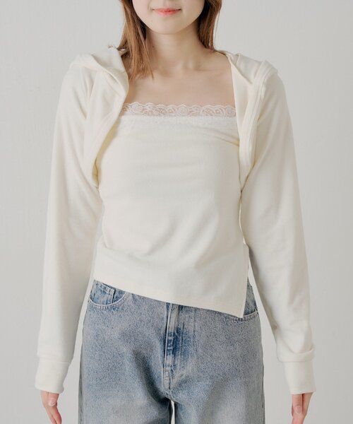 Chico(チコ)の「レースキャミ+フードボレロセット(Tシャツ/カットソー・レディース・ピンク/アイボリー/ブルー/グレー・FREE)」の17枚目の写真
