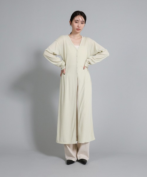 select MOCA Et（セレクトモカエト）の「【Et】2-Way Ribbed Long Cardigan（カーディガン/ボレロ・レディース・ベージュ/チャコール・FREE）」の3枚目の写真