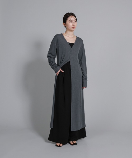 select MOCA Et（セレクトモカエト）の「【Et】2-Way Ribbed Long Cardigan（カーディガン/ボレロ・レディース・ベージュ/チャコール・FREE）」の4枚目の写真